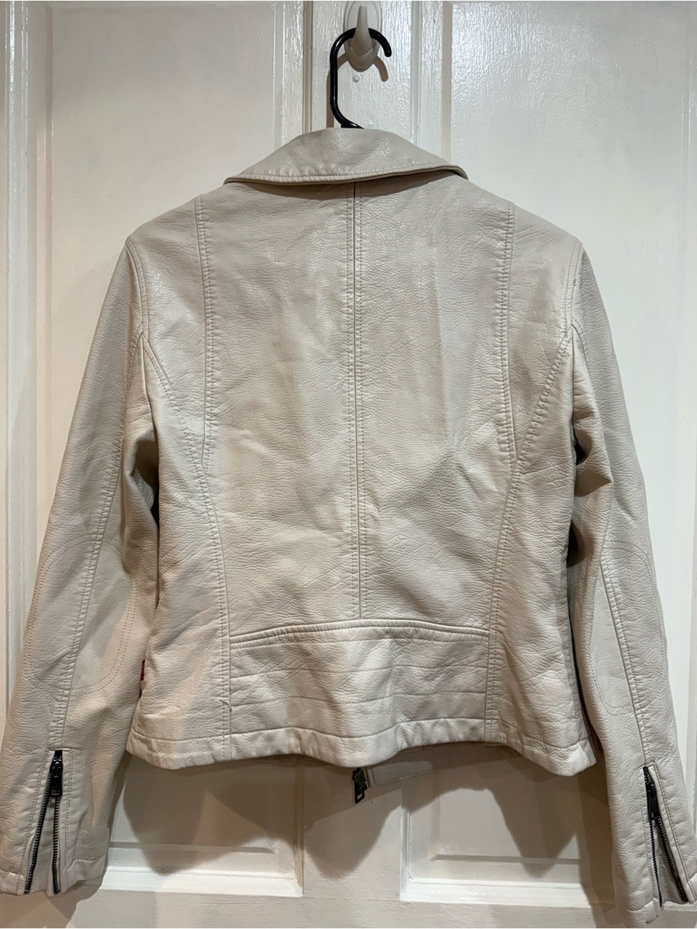 Levi's Cream Off-White Leather Moto Jacket - Picture 2 of 5